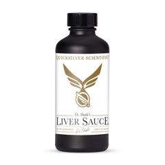 Quicksilver Liver Sauce bottle label with liposomal delivery for enhanced absorption