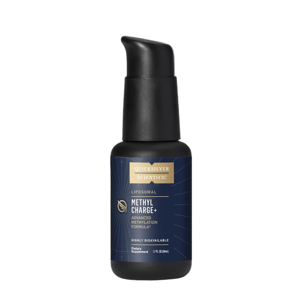 Quicksilver Methyl Charge bottle label shows vegan B vitamin blend for methylation support