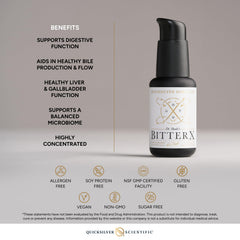 Close-up of Dr. Shade's BitterX label highlighting plant-based bitters.