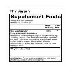 Quicksilver Scientific Thrivagen bottle label highlights vegan, gluten-free formula for healthier living.