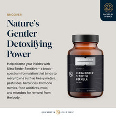 Quicksilver Scientific Ultra Binder Sensitive Formula label highlights gluten-free formula and key ingredients