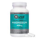 Qunol Magnesium 420mg capsules bottle with high absorption formula supporting daily muscle function.