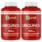 Qunol Mega Ubiquinol CoQ10 100mg softgels bottle for daily heart support.