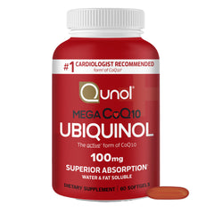Qunol Ubiquinol 100mg softgels bottle front for daily heart support