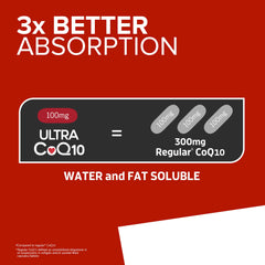 Qunol Ultra CoQ10 softgels closeup highlights easy-to-swallow capsules.