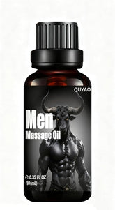 QUYAO Male Enhancement Oil bottle front view for relaxing massages.