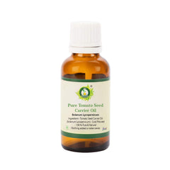 R V Essential tomato seed oil in an amber bottle for moisturized skin and gentle care.