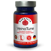 RaDoTech VeinoTune bottle close-up showing 300 mg horse chestnut formula for leg support