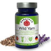 RaDoTech Wild Yam Root capsules bottle front view supports daily balance.