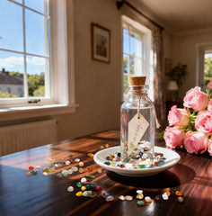 Rahato rose quartz and tiger eye crystals ideal for mindful jewelry and decor.