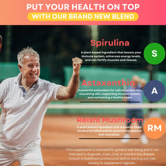 Rahni Stem Cells spirulina capsules provide vibrant daily nutrition.