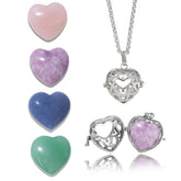 Raicegs heart crystal necklace with seven chakra stones for balanced energy