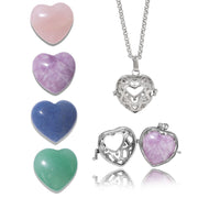 Raicegs heart crystal necklace with seven chakra stones for balanced energy
