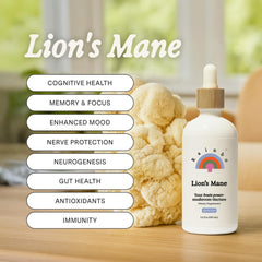 Rainbo Lion's Mane tincture dropper ready for easy daily use.