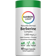 Rainbow Light Berberine Complex bottle featuring vegan capsules for convenient daily use.