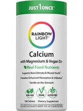 Rainbow Light Calcium Complex bottle with 180 vegetarian tablets for daily bone support
