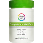 Rainbow Light Complete Iron Mini-Tabs packaging view, supports daily iron levels