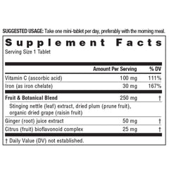 Rainbow Light Complete Iron Mini-Tabs tablets detail, compact size for easy swallowing