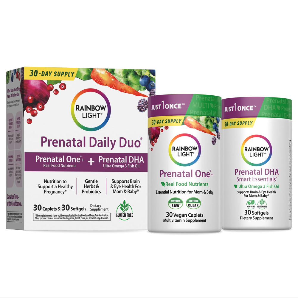 Rainbow Light Prenatal DHA caplets bottle ready for daily omega-3 support