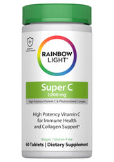 Rainbow Light Vitamin C 1,000mg bottle shot highlighting high potency immune support.