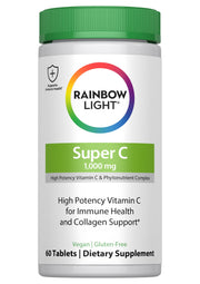 Rainbow Light Vitamin C 1,000mg bottle shot highlighting high potency immune support.