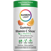 Rainbow Light Vitamin C Gummies bottle with tangy orange flavor supports daily immune health.