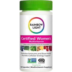 Rainbow Light Women's Multivitamin bottle front view for daily wellness.