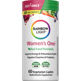Rainbow Light Womens Multivitamin One+ bottle front view showing daily energy support and wellness potential.