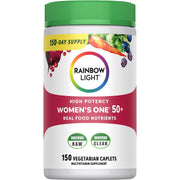 Rainbow Light Womens One 50+ multivitamin bottle for immune support and daily wellness