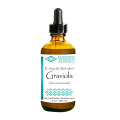 Rainforest Pharmacy Graviola liquid bottle front view for daily wellness.
