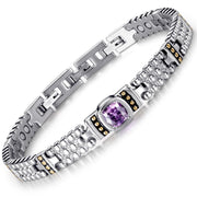 RainSo women's magnetic bracelet with purple gemstone, ideal for daily wear
