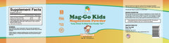 Raise Them Well Mag-Go Kids Magnesium Powder with spoon for easy kid-friendly dosing.