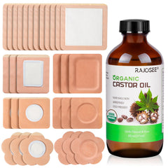 RAJOSEE glass bottle with cold-pressed castor oil for easy, mess-free application