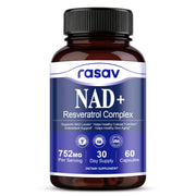 Rasav NAD+ 10-in-1 bottle front view for daily vitality.