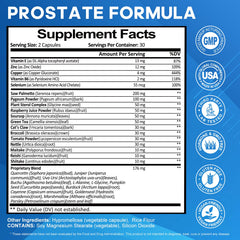 Rasav Prostate Health bottle side view with dosage information for daily intake.