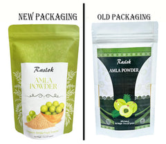 Raslok Amla Powder scoop closeup highlighting easy mixing and tangy flavor.