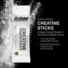 RAW Creatine Monohydrate To-Go Stick Pack Opening for quick fueling.