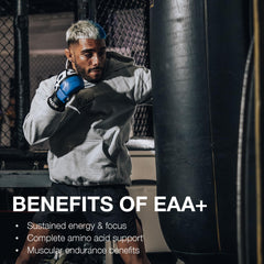 RAW EAA Plus pineapple bottle front shows premium USA-made formula