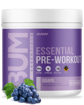 RAW Essential Pre-Workout grape tub ready for quick energy before training