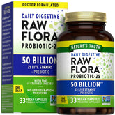 Raw Flora probiotics amber glass bottle protecting live cultures and freshness.