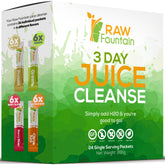 Raw Fountain 3 Day Juice Cleanse bottle pour shows travel-friendly hydration