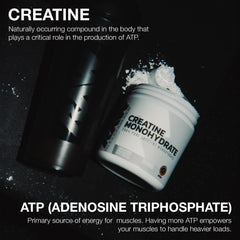 RAW Nutrition creatine monohydrate powder pour illustrates smooth mixing with water or juice.