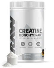 RAW Nutrition creatine monohydrate powder in unflavored jar for clean fueling
