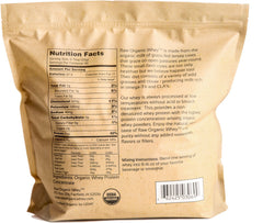 Raw Organic Whey scoop beside powder for convenient protein