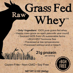 Raw Organic Whey unflavored powder jar emphasizes pure ingredient and easy mixing