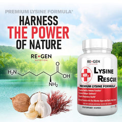 Re+Gen Lysine Rescue bottle-back label details ingredients and purity