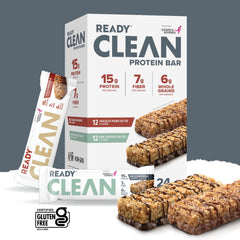 Ready Protein Bars chocolate peanut butter bar close-up showing chewy texture and fiber