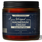Really Good Blends Magnesium Cream bottle with lavender and chamomile for calming nightly use.