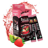 Rebellious Strawberry Kiwi Organic Drink Mix front packaging shows zero-calorie energy option.