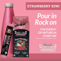 Rebellious Strawberry Kiwi prepared drink in glass highlighting refreshing flavor.